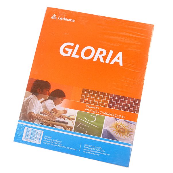 GLORIA Repuesto n°3 x48hojas CUADRICULADAS