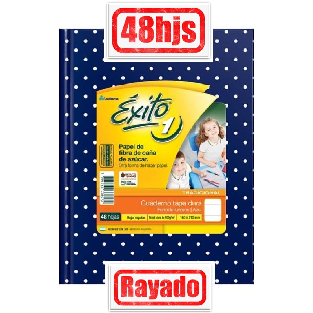 EXITO Cuaderno Rayado x48 Azul Lunares