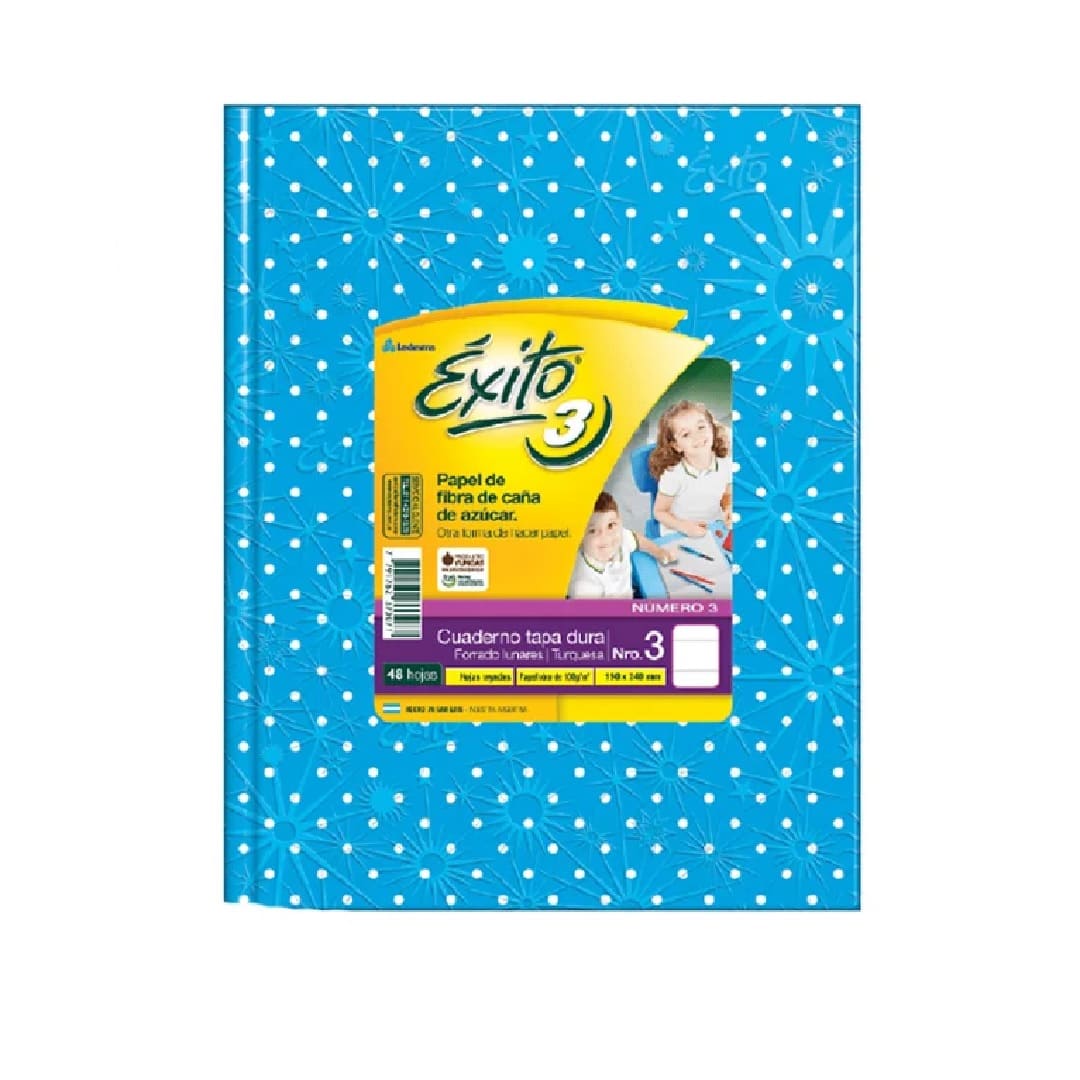 EXITO Cuaderno Tapa Dura x48 Rayado N°3 Lunares Celeste