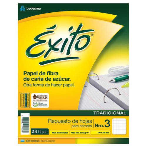 EXITO Repuesto N°3 Tradicional x24hojas CUADRICULADAS