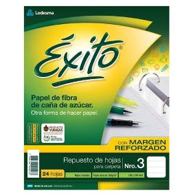 EXITO Repuesto N°3 margen reforzado x24hojas CUADRICULADAS