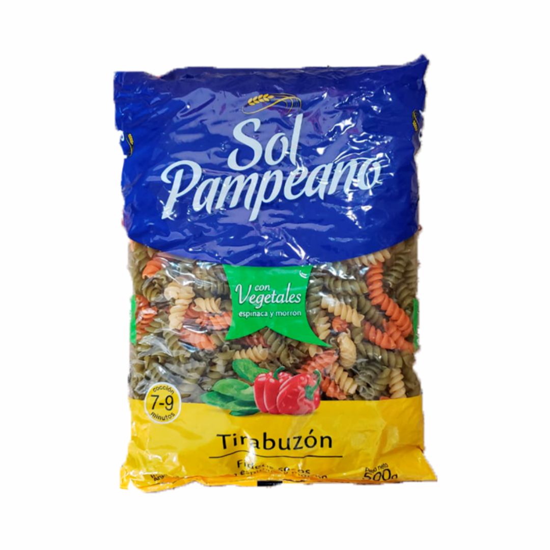 SOL PAMPEANO Fideos Tirabuzón tricolor 500gr
